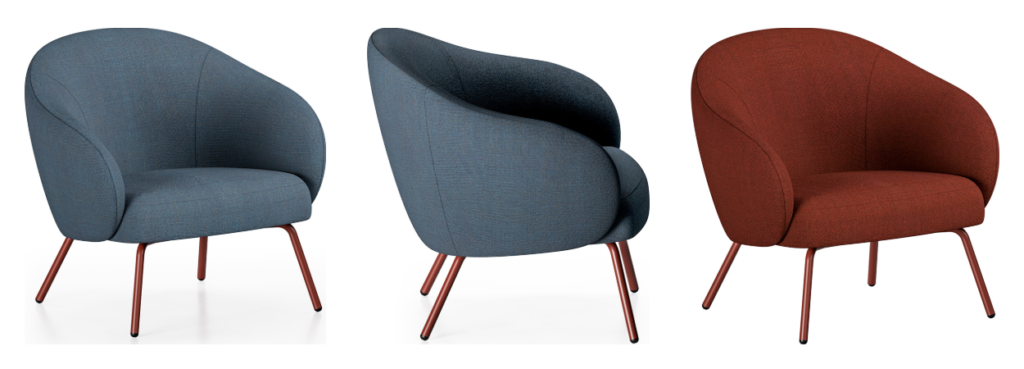 Volta Lounge Chair by Infiniti from three angles.