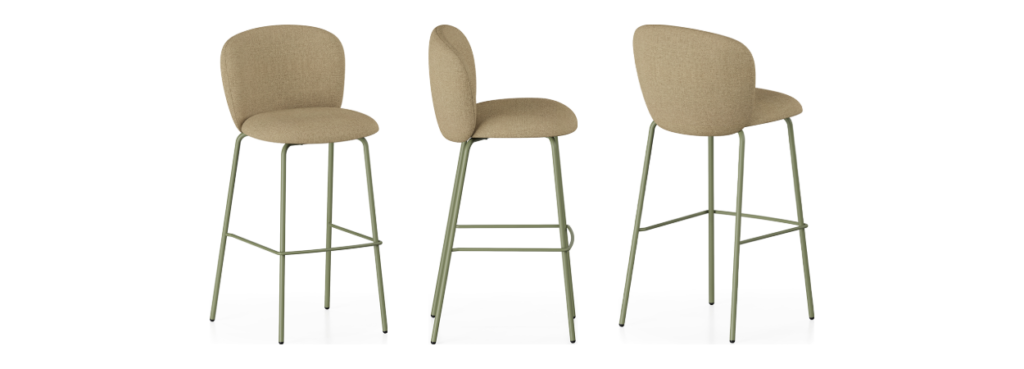 Volta Stool by Infiniti from the front, side and back.