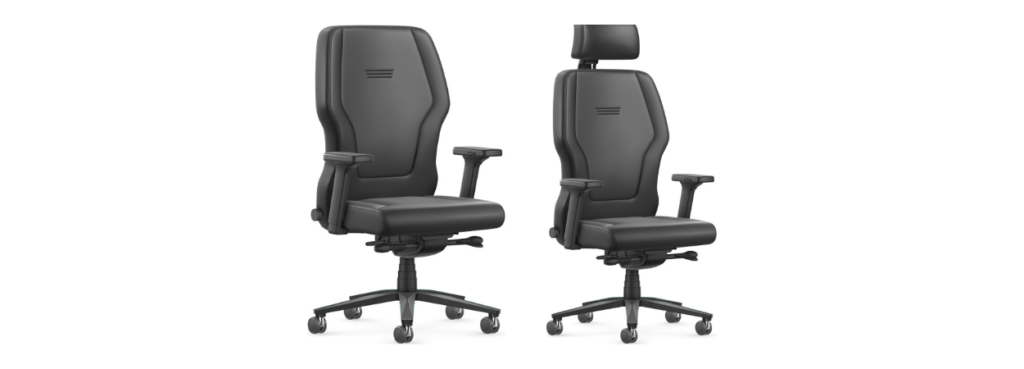 XXLis5 by Interstuhl shown without and with headrest.