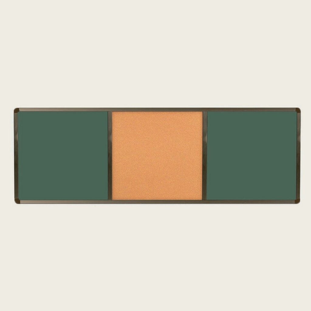 Combination board with cork centre and green side panels