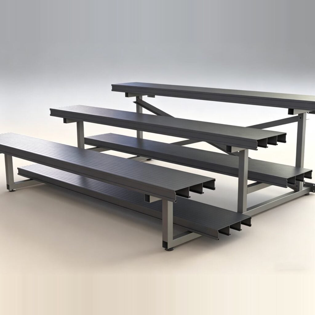 Three-row aluminium plank bleacher