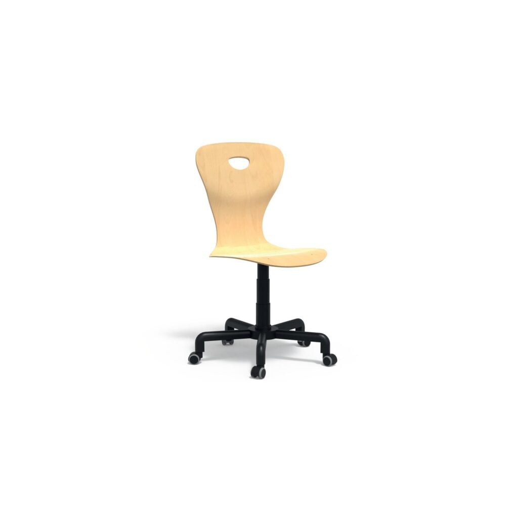 5193 beech shell swivel chair on castors