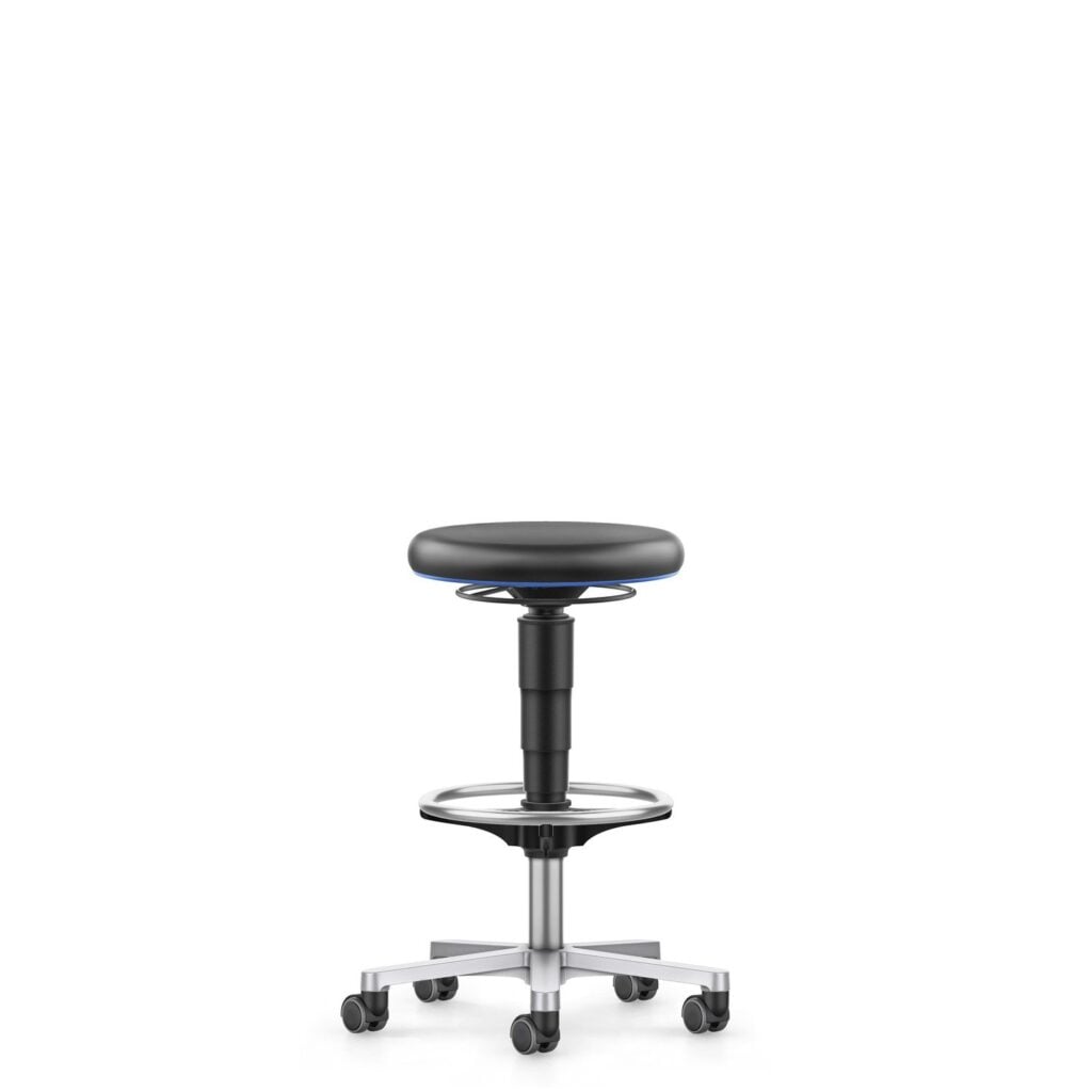 High Bimos laboratory stool with foot ring on Stop & Go castors