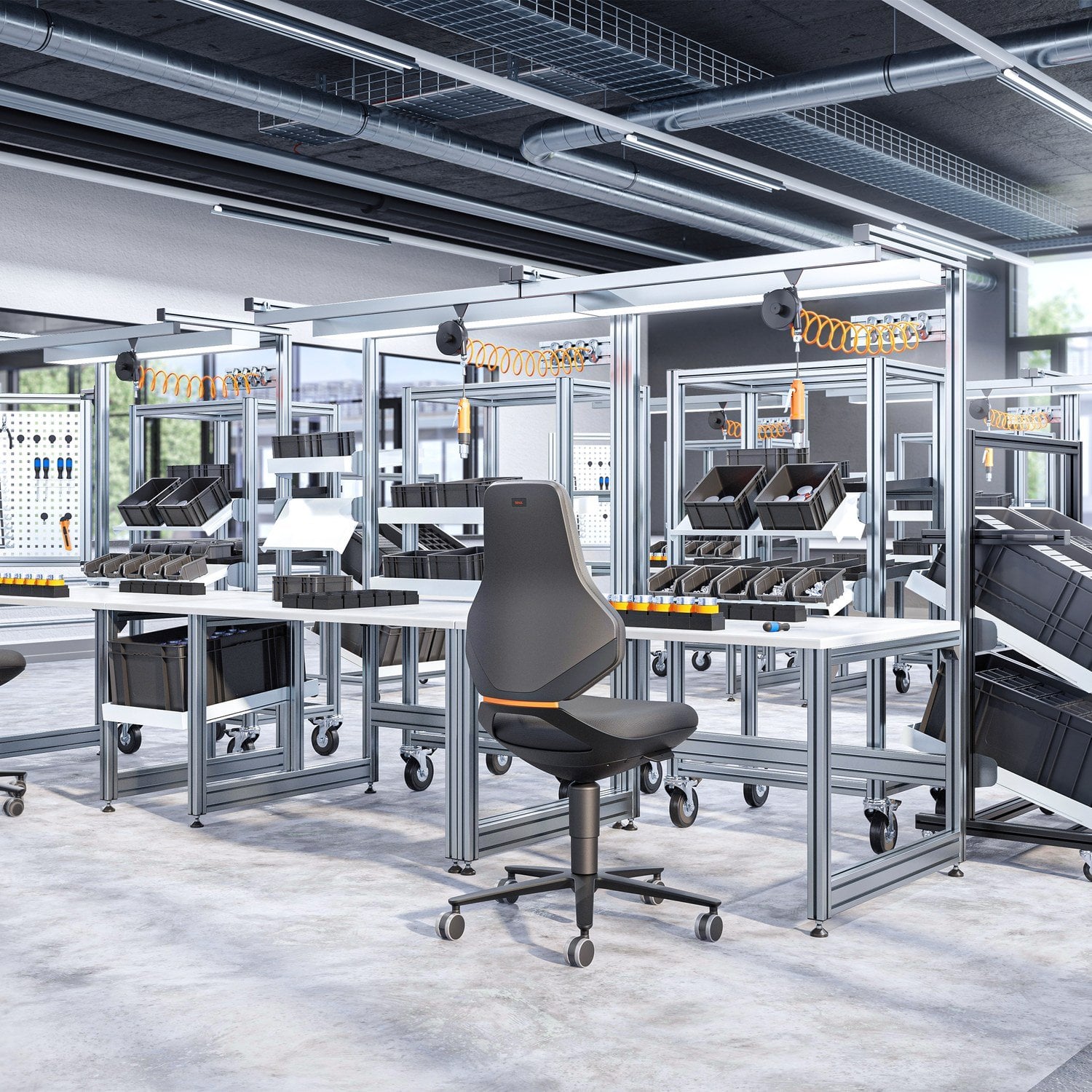 Bimos TEXON chair at an assembly workstation