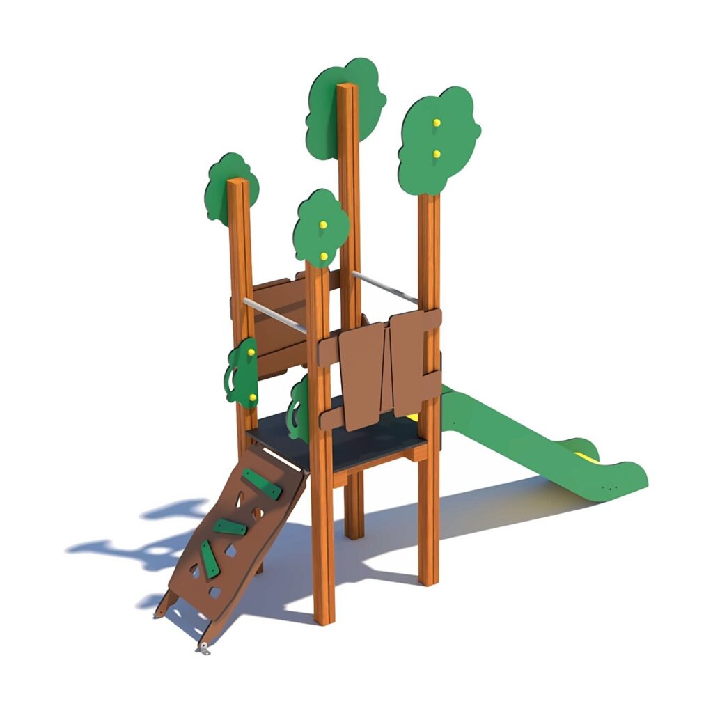 Forest basic play tower with ramp and slide