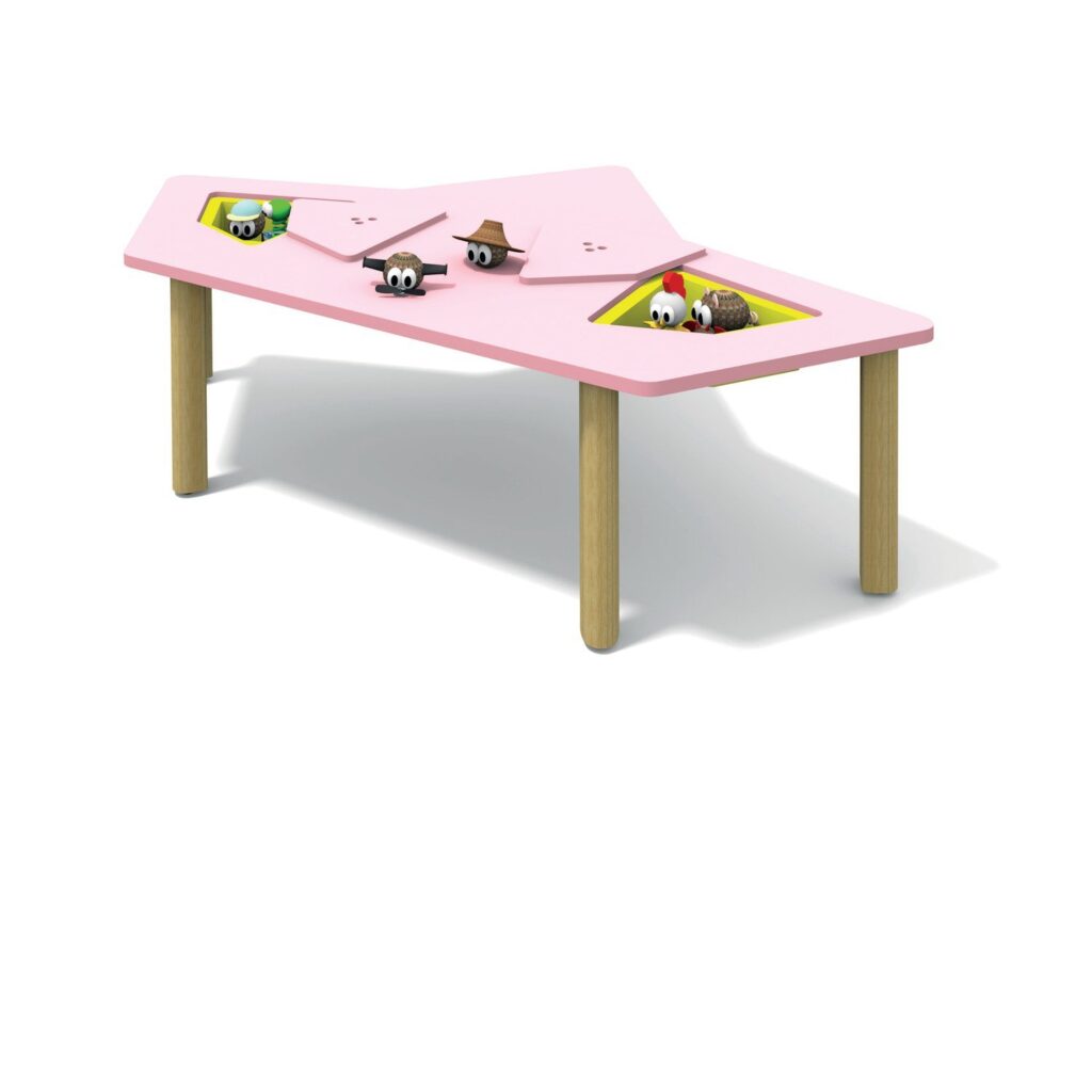 Pink Corona del Re table with built-in plastic trays