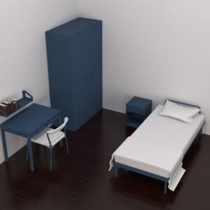 Steel Single Bed with Melamine Deck